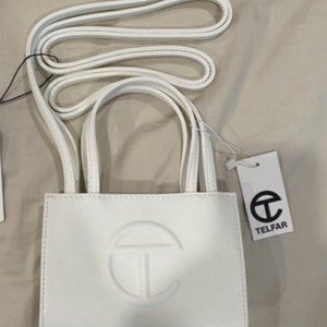 Telfar white small tote shopping bag vegan